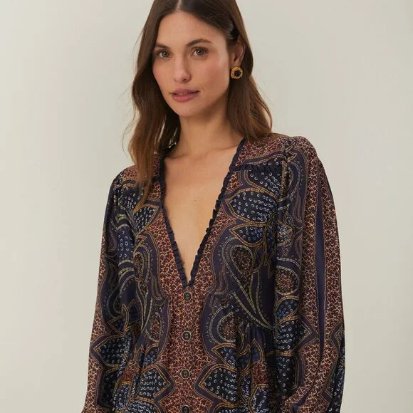 FARM Rio | Dresses | Blue Floral Glam Lenzing Ecovero Mini Dress | Poshmark
